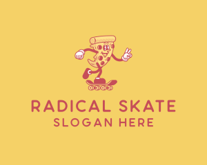 Retro Skating Pizza logo design