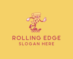 Skating - Retro Skating Pizza logo design
