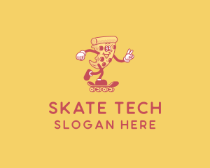 Retro Skating Pizza logo design