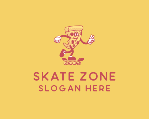 Retro Skating Pizza logo design