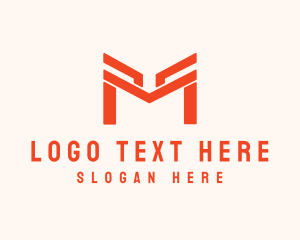 Orange Modern Letter M Logo