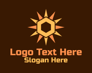 Hexagon Solar Sun Logo