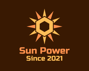 Hexagon Solar Sun logo design