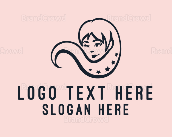 Star Hair Salon Lady Logo