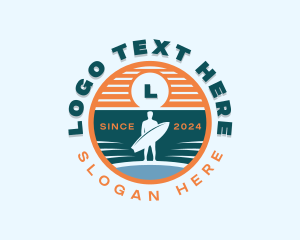 Surfboard - Man Surfer Surfboard logo design
