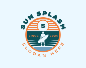 Beachwear - Man Surfer Surfboard logo design