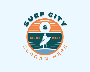 Man Surfer Surfboard logo design