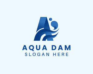 Dam - Water Wave Splash Letter A logo design
