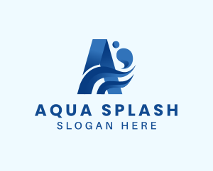 Water Wave Splash Letter A logo design