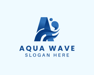 Water Wave Splash Letter A logo design