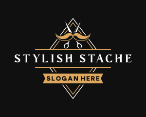 Mustache - Barber Scissors Mustache logo design