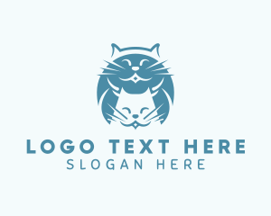 Cat - Smiling Cat & Kitten logo design