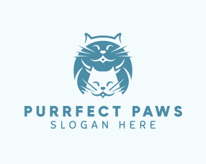 Kitten - Smiling Cat & Kitten logo design