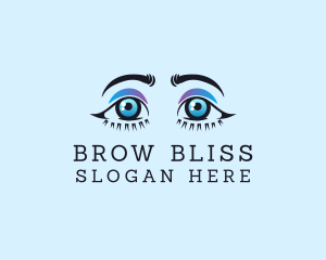 Blue Feminine Eyelashes  logo design