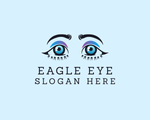 Blue Feminine Eyelashes  logo design