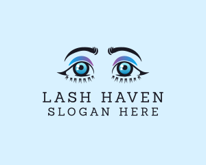 Blue Feminine Eyelashes  logo design