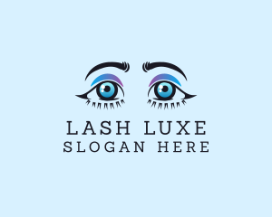 Blue Feminine Eyelashes  logo design