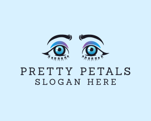 Blue Feminine Eyelashes  logo design