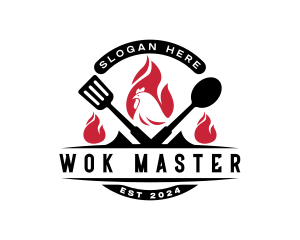 Wok - Chicken Restaurant Grill logo design