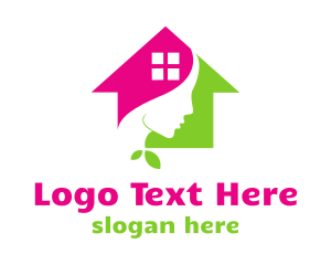 House - Woman Leaf House logo design