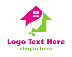 Derma - Woman Leaf House logo design