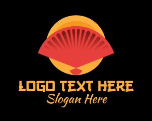 Lantern Festival - Traditional Asian Hand Fan logo design