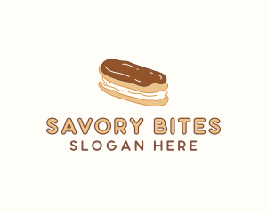 Dinner - Chocolate Eclair Sweet Pastry logo design