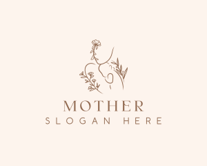 Floral Mother Baby logo design