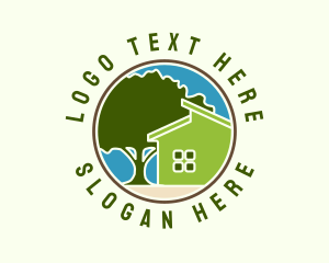 House - Green House Tree logo design