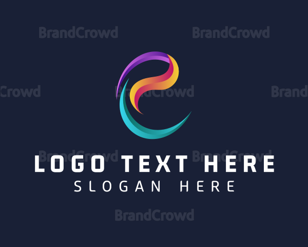 Modern Gradient Swirl Letter E Logo