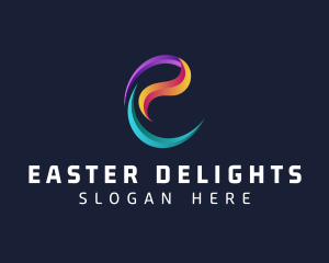 Modern Gradient Swirl Letter E  logo design