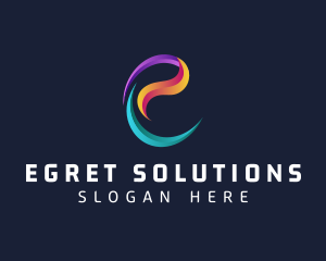 Modern Gradient Swirl Letter E  logo design