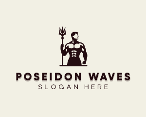 Poseidon - Strong Trident Warrior logo design