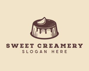 Custard Dessert Flan logo design