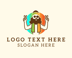 Peace - Cool Hipster Man logo design