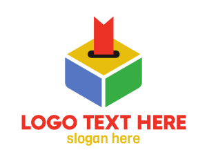 Study - Cube Box Ribbon logo design