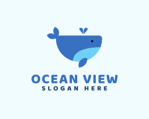 Cute Ocean Whale logo design