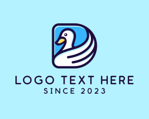 Poultry - Swan Bird Wing logo design
