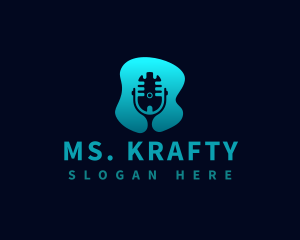 Broadcaster - Podcast Mic Silhouette logo design