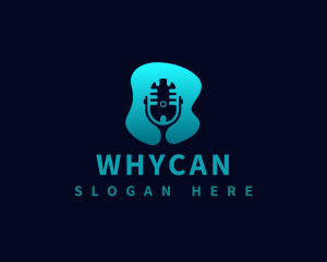 Musical - Podcast Mic Silhouette logo design