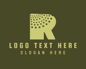 Compost - Green Porous Letter R logo design