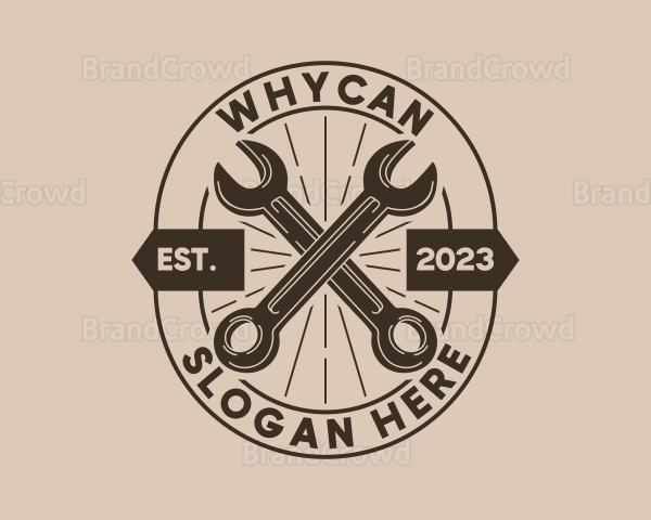 Hipster Wrench Tool Logo