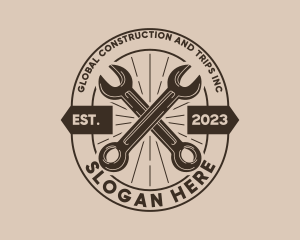 Hipster Wrench Tool Logo