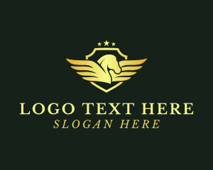 Expensive - Elegant Pegasus Shield logo design