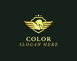 Army - Elegant Pegasus Shield logo design