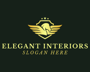 Elegant Pegasus Shield logo design