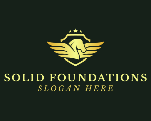High End - Elegant Pegasus Shield logo design