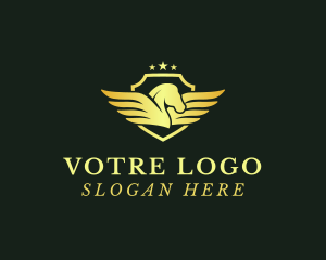 High End - Elegant Pegasus Shield logo design