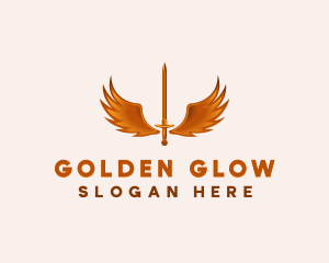 Golden Excalibur Medieval Gaming Sword logo design