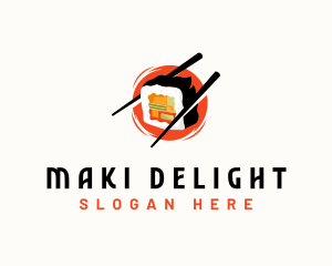 Maki - Sushi Chopsticks Japanese logo design